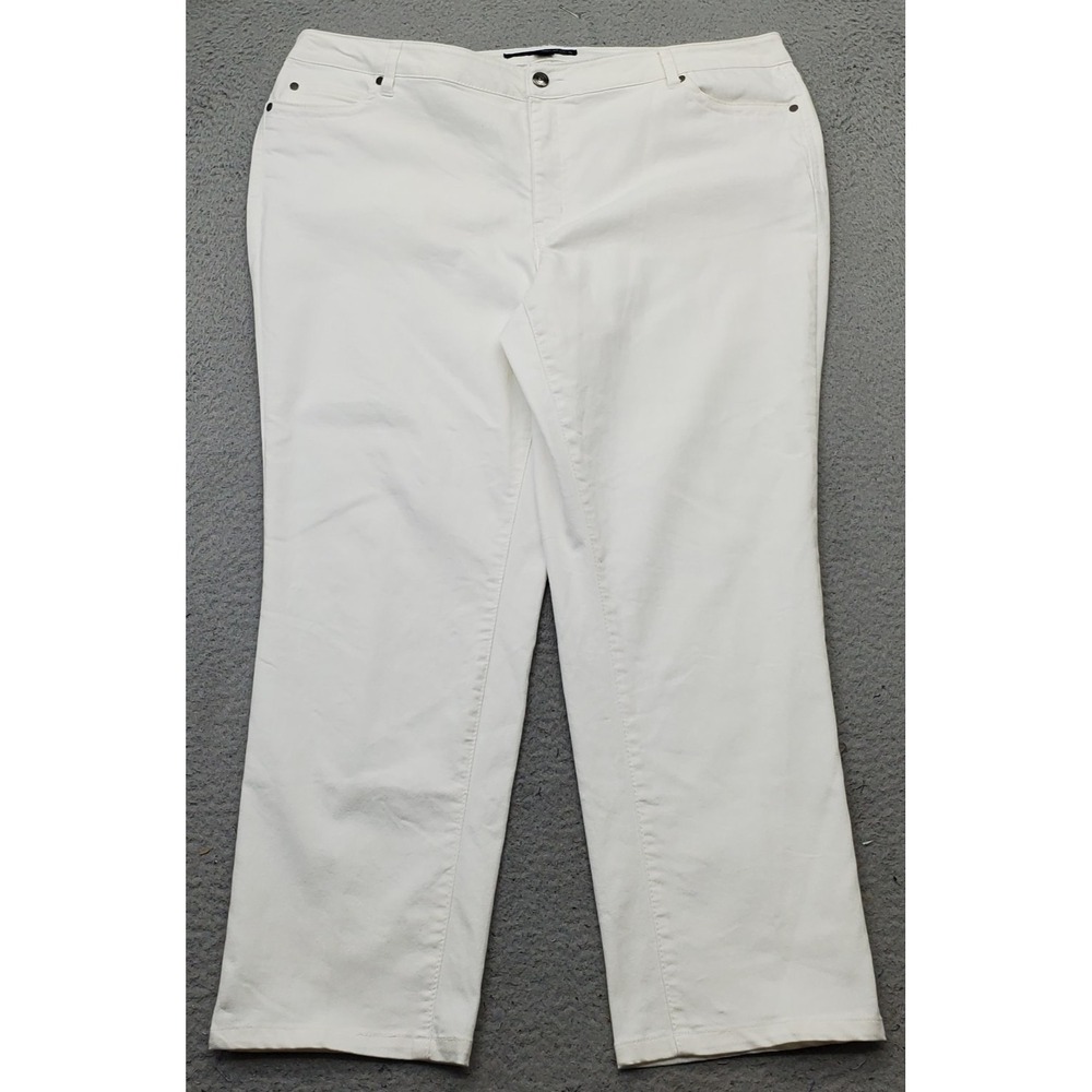 Denim 24/7 Straight Jeans Womens 18W White Stretch Boho Streetwear Light Wash